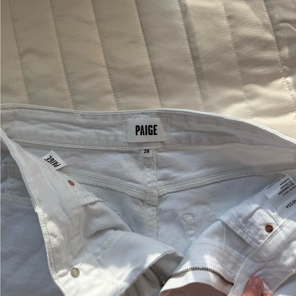 PAIGE Women's Wide Leg White Jeans - Picture 3 of 4